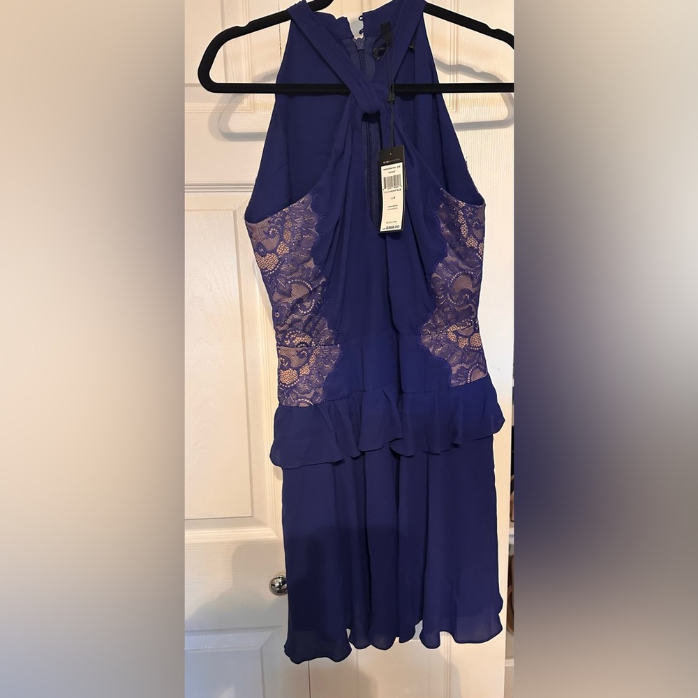 BCBGMaxAzria Blue Pink Tiered Ruffled Cocktail Dress - Picture 2 of 2